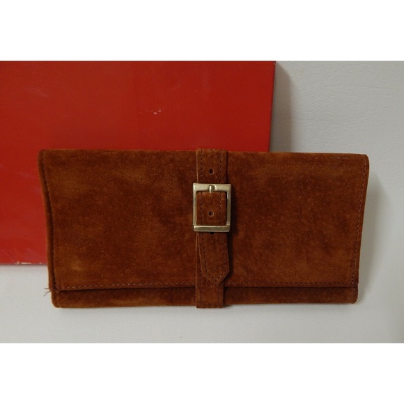 Bosca Handbags - Vintage Bosca Brown Suede Leather Jewelry Roll with Original Box